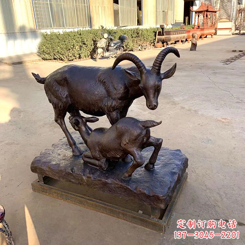 广州羔羊跪乳铜雕-学校校园文化景观雕塑摆件