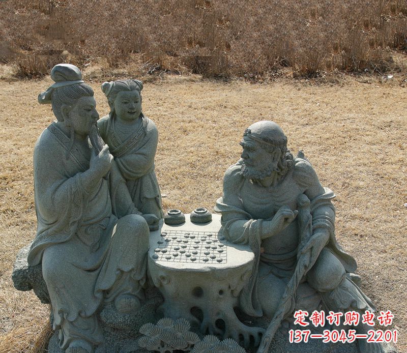 广州公园八仙下棋小品铜雕
