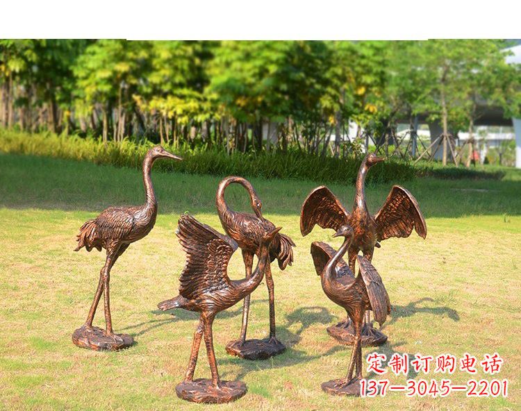 广州公园玻璃钢仿铜仙鹤