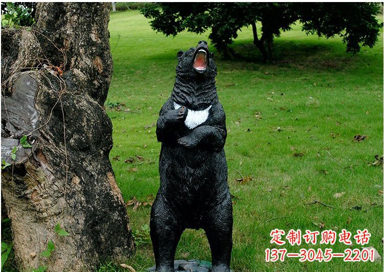 广州公园风情玻璃钢仿真黑熊雕塑