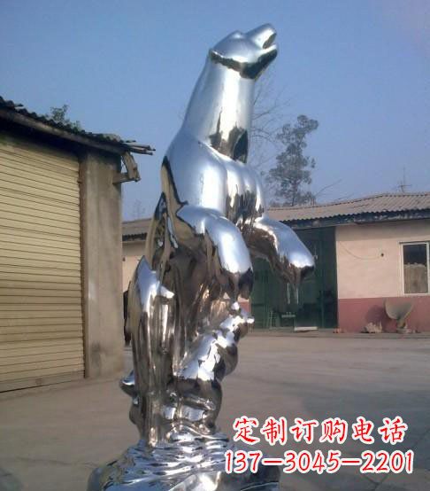 广州公园不锈钢抽象北极熊动物雕塑