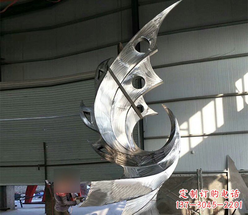 广州公园不锈钢抽象凤凰景观雕塑 (3)