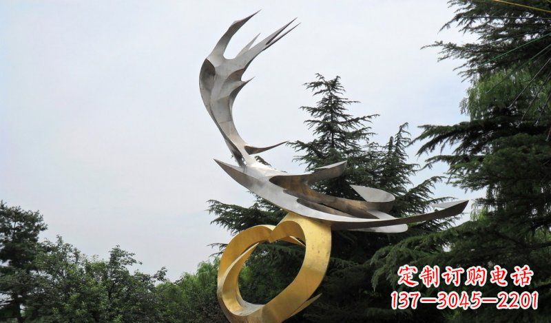 广州精美雕刻石膏抽象凤凰雕塑