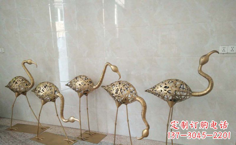 广州不锈钢抽象火烈鸟动物雕塑