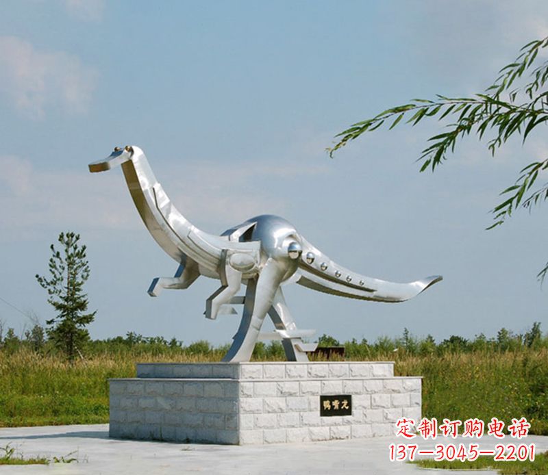 广州特大不锈钢抽象恐龙雕塑