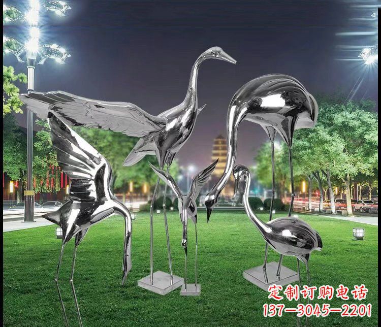 广州大型不锈钢仙鹤雕塑