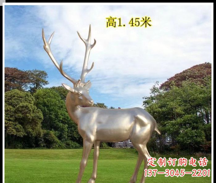 广州高端室外不锈钢巨型动物鹿雕塑