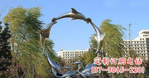 广州华丽精致的不锈钢海豚雕塑