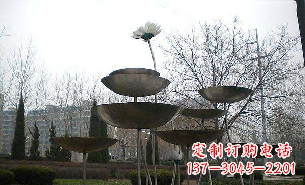 广州中领雕塑定制不锈钢荷花景观雕塑