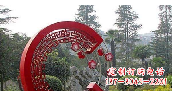 广州灵动奔放的不锈钢和梅花圆环雕塑