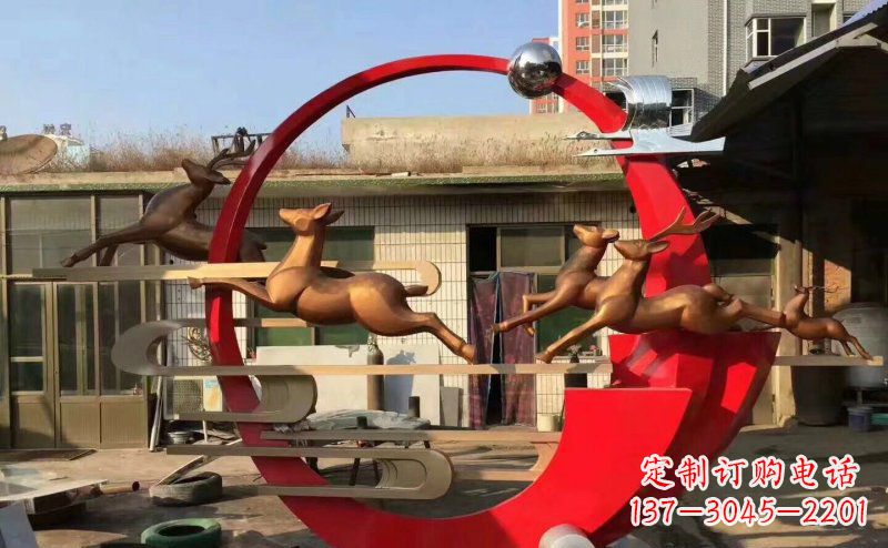 广州梅花鹿不锈钢雕塑引人瞩目的审美观赏