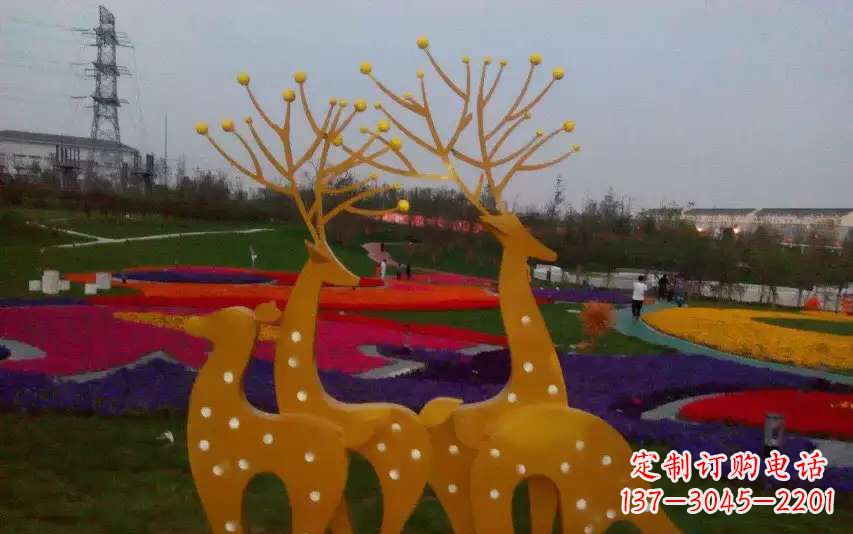 广州不锈钢美陈动物鹿雕塑