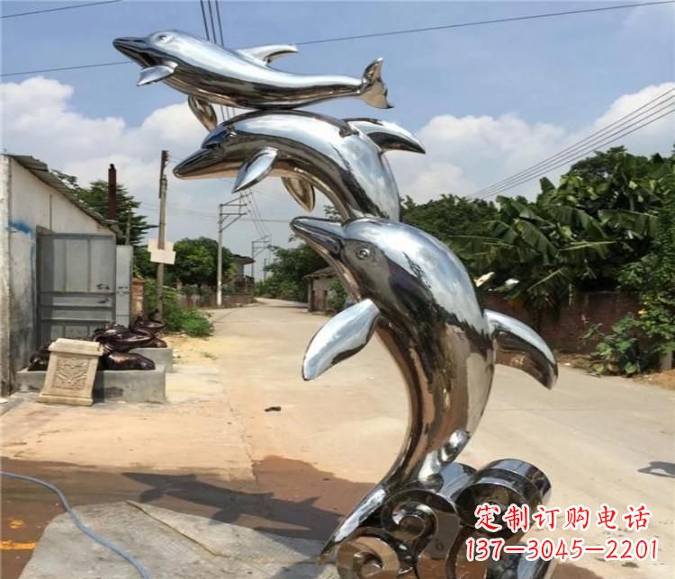 广州冲浪海豚不锈钢雕塑