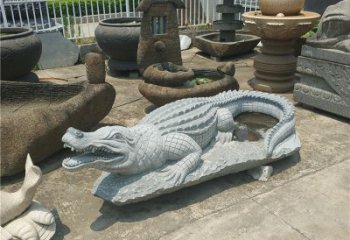 广州精美的鳄鱼花岗岩动物雕塑
