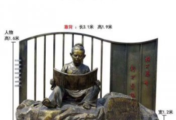 广州精致铜雕儿童读书雕塑