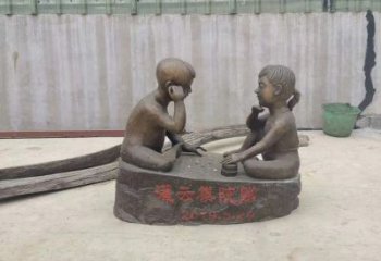 广州精美儿童下棋铜雕
