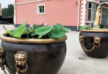 广州精美铜雕狮子头水缸