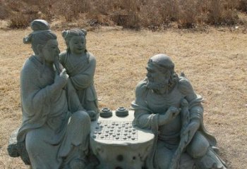 广州公园八仙下棋小品铜雕