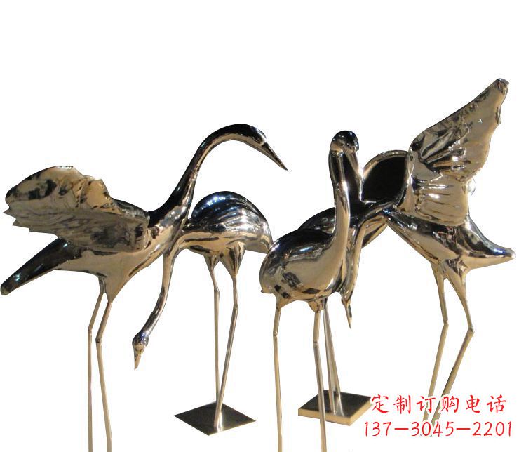 广州三角中国领雕塑不锈钢仙鹤雕塑