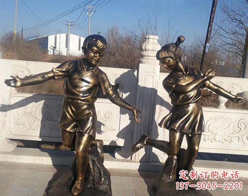 广州新颖花篮儿童铜雕