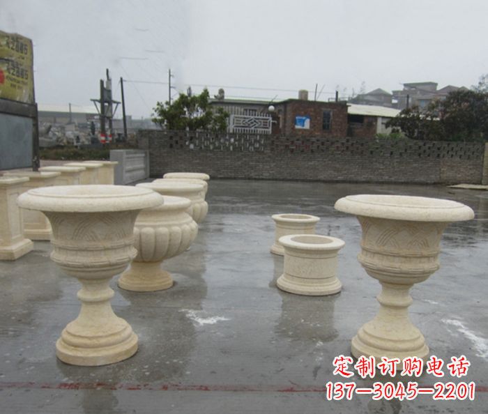广州完美绽放——大理石花盆石雕