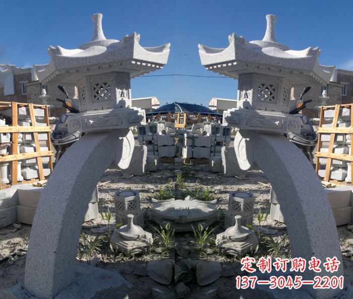 广州精美大理石镂空石灯雕塑