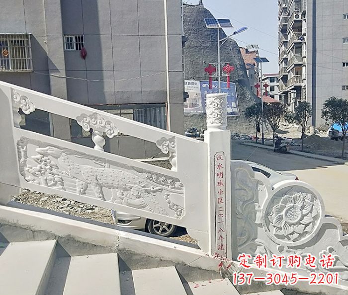 广州公园景观汉白玉石雕栏板 (5)