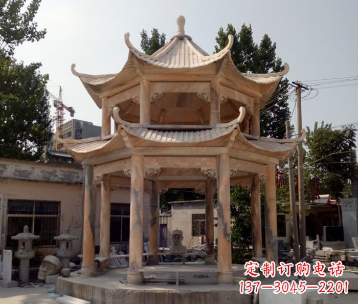 广州精美古典双层石凉亭雕塑
