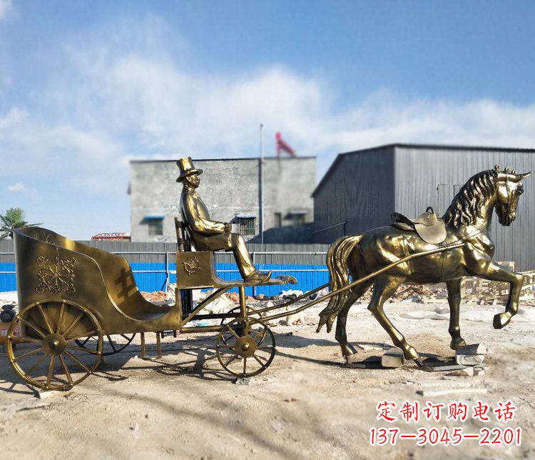 广州公园景观坐着马车的人物铜雕