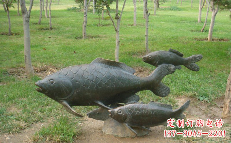 广州中领雕塑手工制作铜鲤鱼雕塑