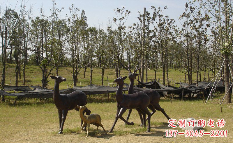 广州公园梅花鹿动物铜雕 (4)
