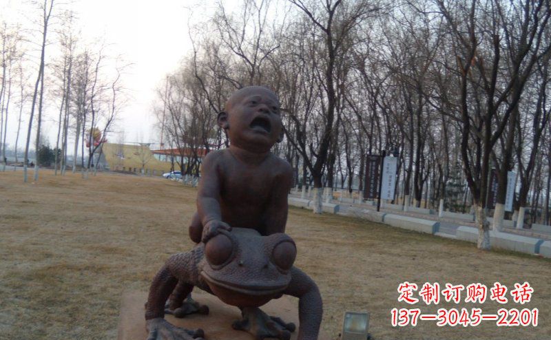 广州中领雕塑铸造的可爱萌趣青蛙铜雕
