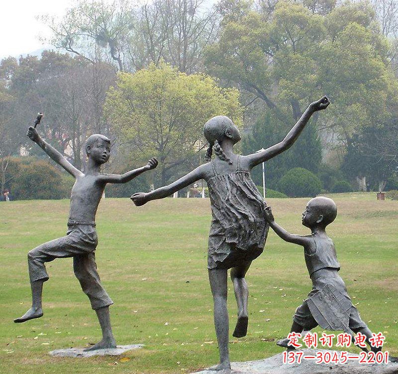 广州公园人物放风筝的儿童铜雕
