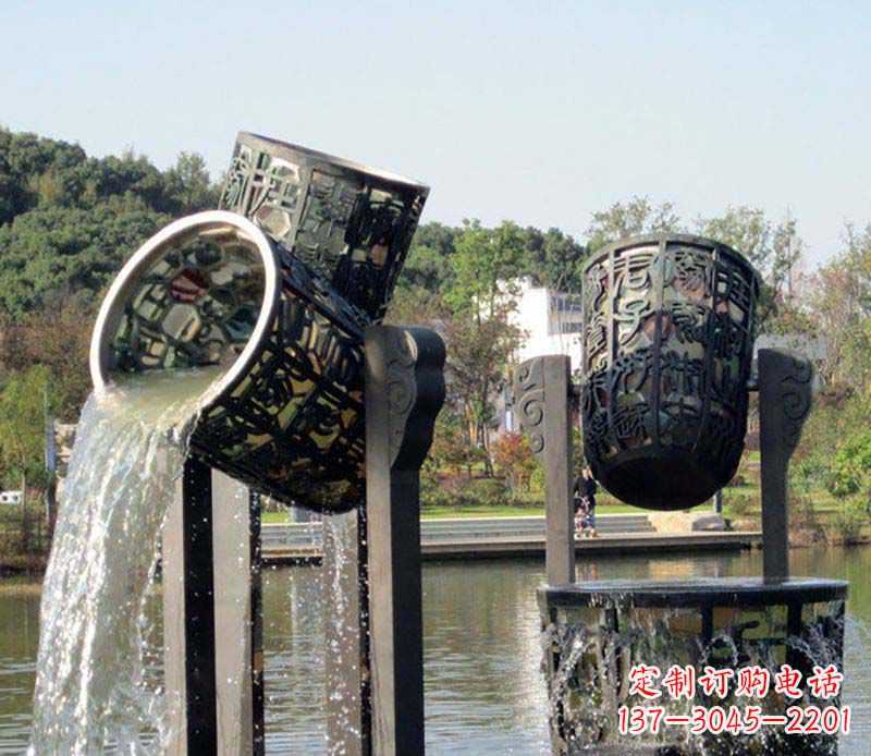 广州公园水缸喷泉铜雕