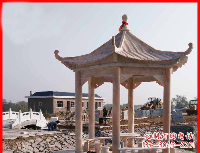 广州红六角石凉亭雕塑