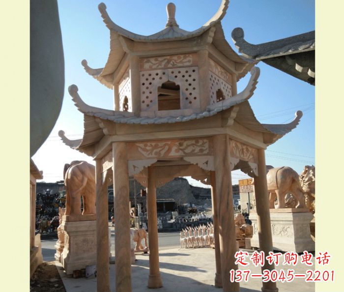 广州中式双层石雕凉亭