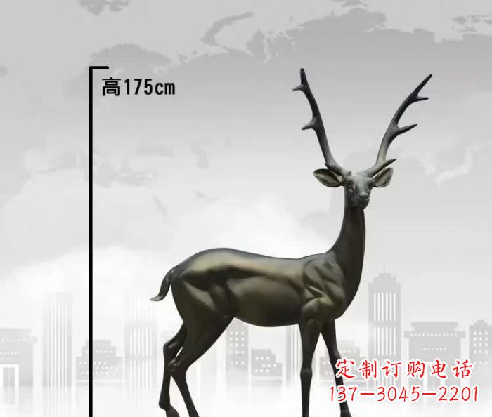 广州精致优雅的铜制公园小鹿雕塑