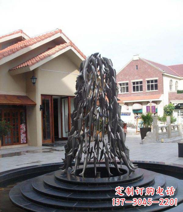 广州欢乐鱼群,喷泉铜雕