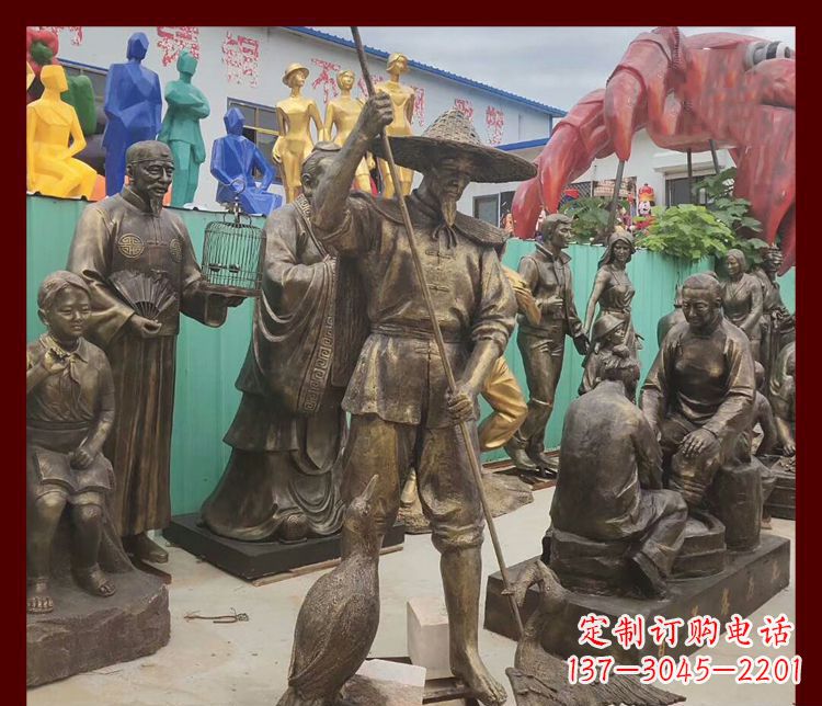 广州新中式鸬鹚铜雕塑