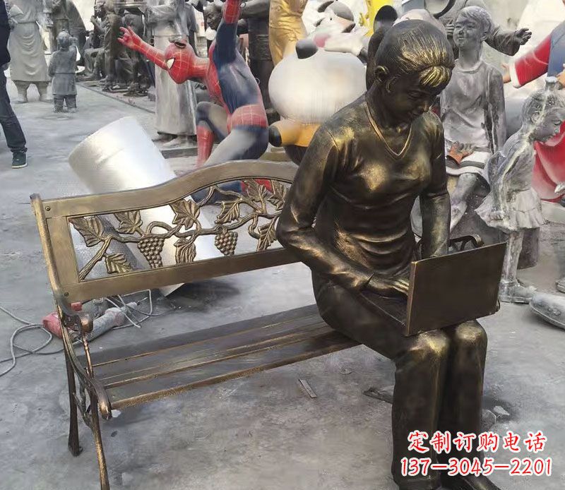 广州中领雕塑推出优雅可爱的女孩铜雕