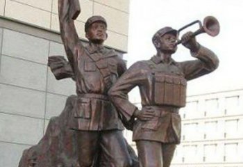 广州革命精神熠熠冲锋号铜雕