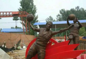 广州公园打篮球玻璃钢仿铜人物雕塑