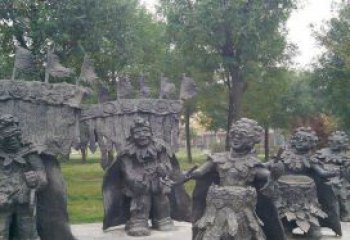 广州领雕塑扭秧歌老人铜雕