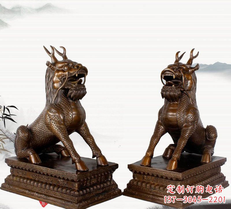 广州古典神麒麟铜雕,馥玉臻品