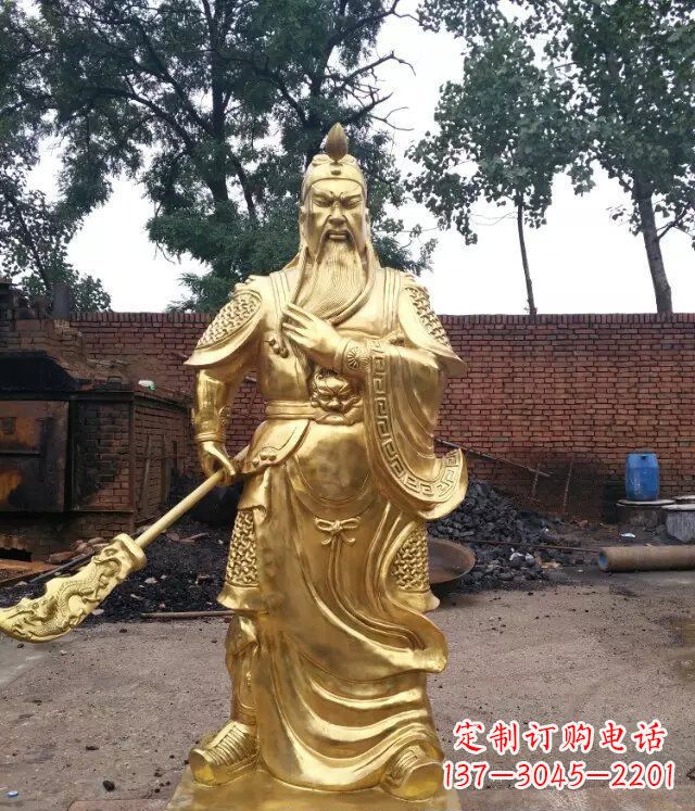 广州关公提刀武财神铜雕,展现神秘而又令人敬畏的力量