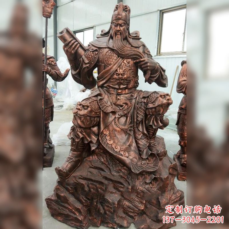 广州文化历史写照:关羽夜读春秋雕塑