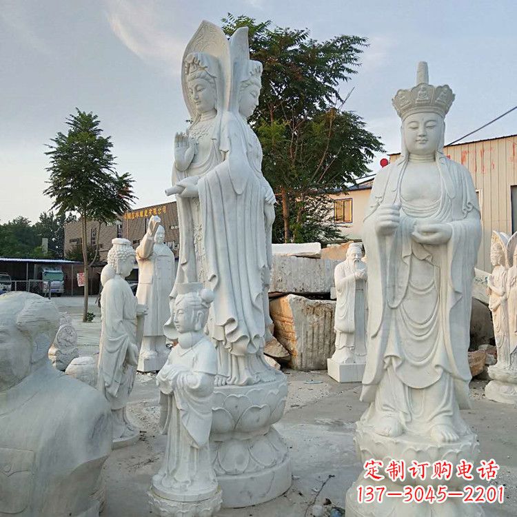 广州中领雕塑-观音石雕汉白玉菩萨