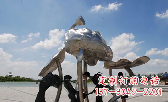 广州广场不锈钢抽象莲花莲叶雕塑