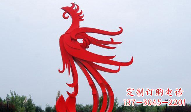 广州中领雕塑制作的精美不锈钢凤凰雕塑