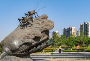 广州精美铜雕白菜蚂蚱景观装饰物